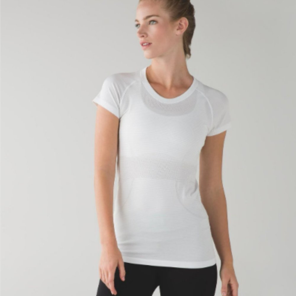 Lululemon Swiftly Tech Short Sleeve Crew Heathered White